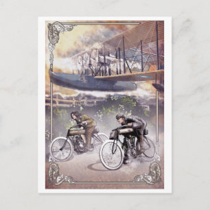 Carte Postale avion moto de la course britannique 1900