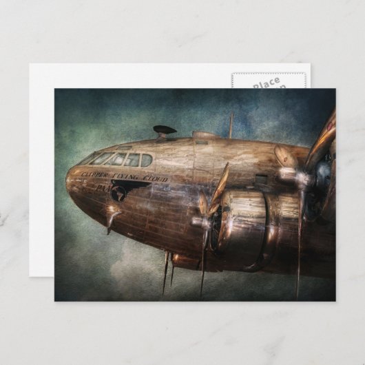 Carte Postale Avion - Pilote - Nuage volant (Devant / Derrière)