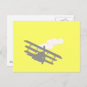 Carte Postale Avion sur un arrière - plan jaune clair. (Devant / Derrière)