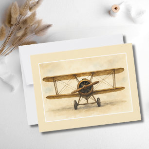 Carte Postale Avion Vintage Ancien Biplan Aviation Anniversaire