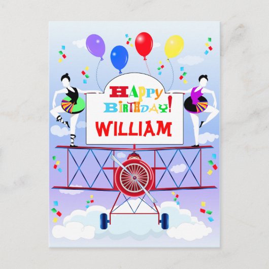 Carte Postale Avion vintage Aviateur Aviateur acrobates Ballons (Devant)