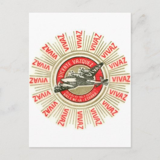 Carte Postale Avion VIVAZ (Devant)