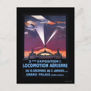 Carte Postale Avion volant au-dessus de l'affiche de la lumière 