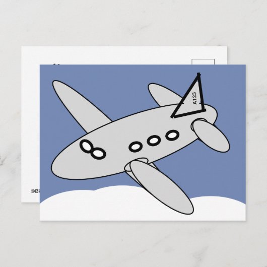 Carte postale - Avion volant au-dessus des nuages (Devant / Derrière)