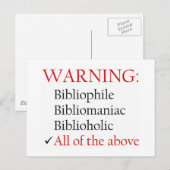 Carte Postale Avis d'avertissement Biblio (Devant / Derrière)