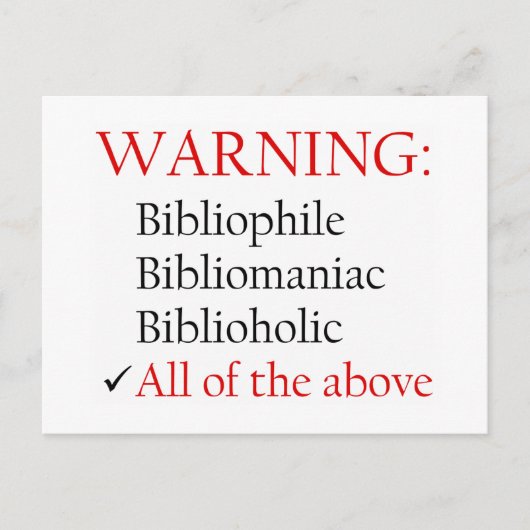 Carte Postale Avis d'avertissement Biblio (Devant)
