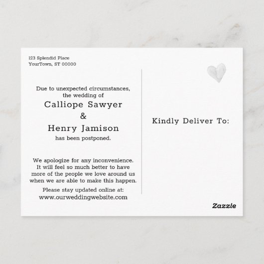 Carte Postale Avis de Mariage repoussé de verdure simple (Dos)