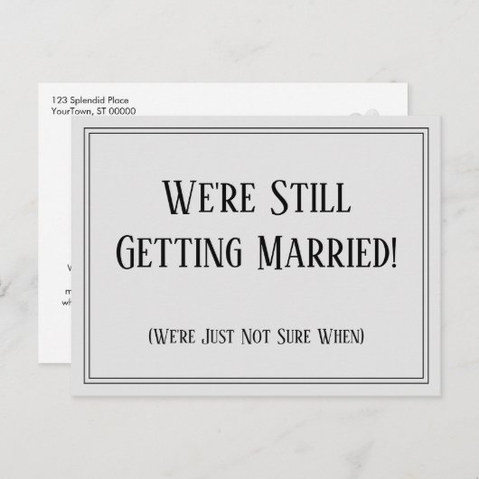 Carte Postale Avis de mise à jour Mariage différé gris clair sim (Devant / Derrière)