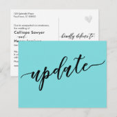 Carte Postale Avis de mise à jour Mariage différé simple Turquoi (Devant / Derrière)
