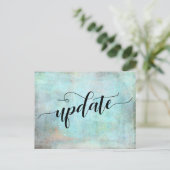 Carte Postale Avis de report de mariage Aqua Grunge (Debout devant)