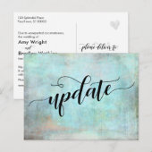 Carte Postale Avis de report de mariage Aqua Grunge (Devant / Derrière)