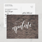 Carte Postale Avis de report de mariage briques brunes (Devant / Derrière)