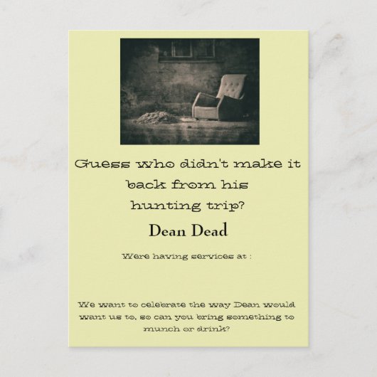 Carte Postale Avis de service funéraire (Devant)