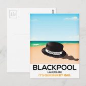 Carte Postale Avis de train de voyage casquette Blackpool "baise (Devant / Derrière)