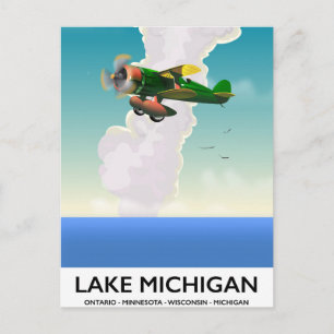 Carte Postale Avis de voyage en vol du lac Michigan