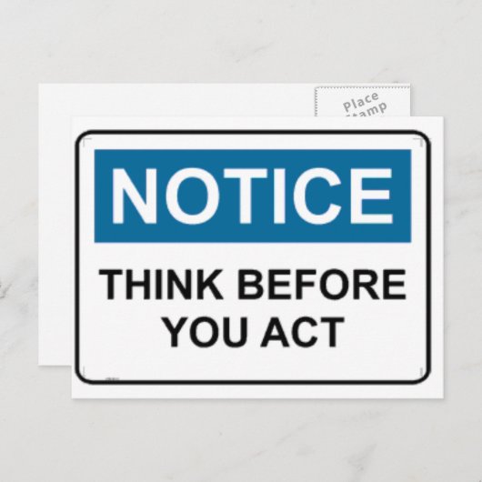 Carte Postale AVIS Réfléchissez avant d'agir (Devant / Derrière)
