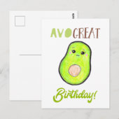 Carte Postale Avo grand anniversaire kawaii à la main avocat mig (Devant / Derrière)