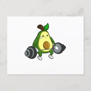 Carte Postale Avocado à Fitness avec Barbell