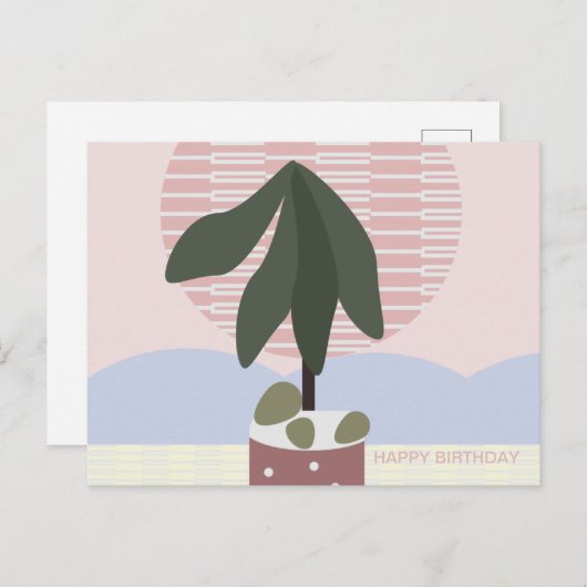 Carte Postale Avocado Tree Blush Muet Anniversaire géométrique (Devant / Derrière)
