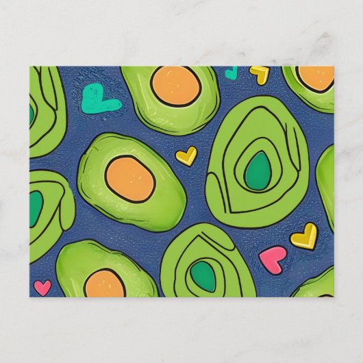 Carte Postale Avocados et coeurs (Devant)