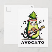 Carte Postale Avocato Bhelp - Punk Cat Avocado Pixel Art (Devant / Derrière)