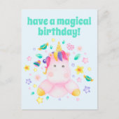 Carte Postale Avoir un Anniversaire Magique, Cute Kids Unicorn (Devant)