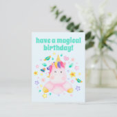 Carte Postale Avoir un Anniversaire Magique, Cute Kids Unicorn (Debout devant)