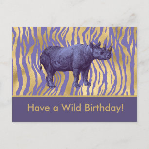 Carte Postale Avoir un Anniversaire sauvage de rhinocéros pourpr