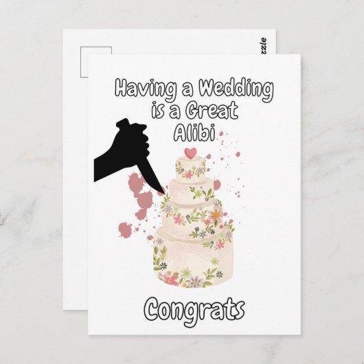 Carte Postale Avoir un Mariage est un bon crime Alibi (Devant / Derrière)