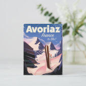 Carte Postale Avoriaz, poster Voyage Ski Français (Debout devant)