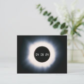 Carte Postale Avril 2024 Éclipse solaire totale en noir et blanc (Debout devant)