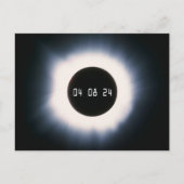 Carte Postale Avril 2024 Éclipse solaire totale en noir et blanc (Devant)