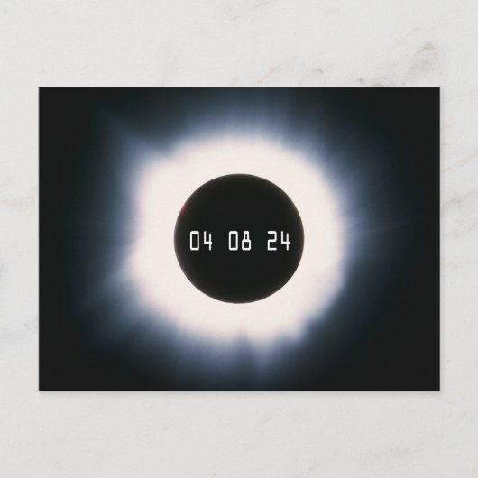 Carte Postale Avril 2024 Éclipse solaire totale en noir et blanc (Devant)