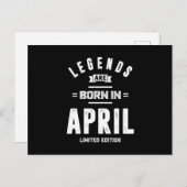 Carte Postale Avril Anniversaire Les Légendes Cadeaux Sont Nés E (Devant / Derrière)