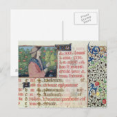 Carte Postale Avril : cueillette de fleurs (Devant / Derrière)