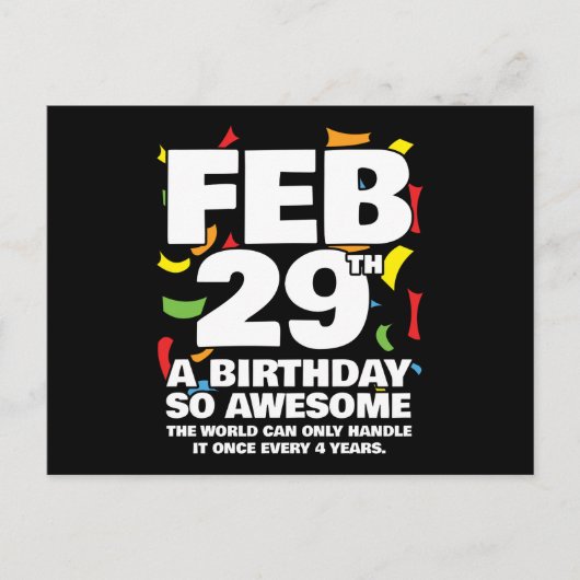 Carte Postale Awesome Anniversaire 2024 Leap Day Leap Année 29 f (Devant)