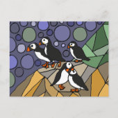 Carte Postale Awesome Puffin Oiseau Art Abstrait (Devant)