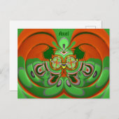 Carte Postale AXEL ~ Motif de conception 3D ~ Couleurs de Noël ~ (Devant / Derrière)