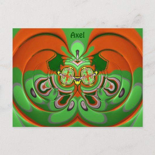 Carte Postale AXEL ~ Motif de conception 3D ~ Couleurs de Noël ~ (Devant)