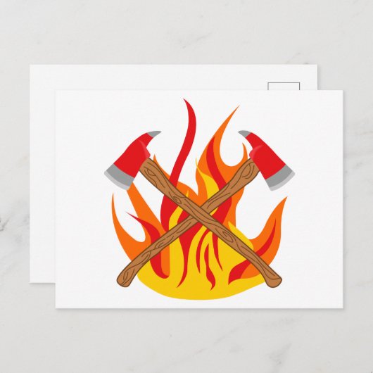 Carte Postale Axes croisés des pompiers (Devant / Derrière)