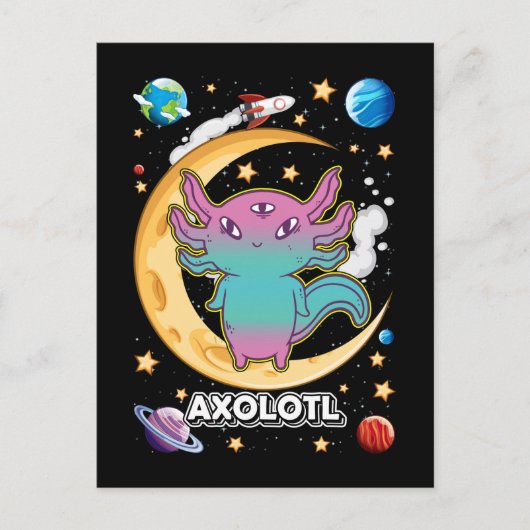 Carte Postale Axolotl Alien Pastel Goth Espace Croissant (Devant)