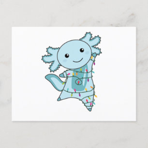 Carte Postale Axolotl Joyeux Noël Animaux d'hiver Axolotls