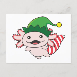Carte Postale Axolotl Joyeux Noël Elf d'hiver Axolotl Postcar