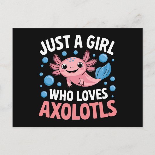 Carte Postale Axolotl Kawaii Juste Une Fille Qui Aime Les Axolot (Devant)