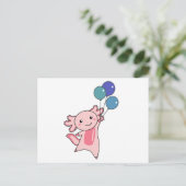 Carte Postale Axolotl Mouches D'Animal Douce Avec Ballons Vers L (Debout devant)