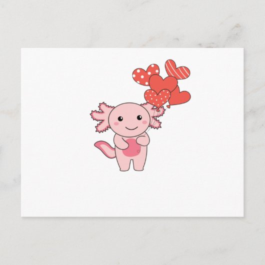 Carte Postale Axolotl pour la Saint Valentin de mignons animaux  (Devant)