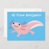 Carte Postale Axolotl rose pâle (Devant / Derrière)