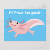 Carte Postale Axolotl rose pâle (Devant)