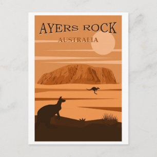 Carte Postale Ayers Rock Australie Affiche de Voyage Vintage