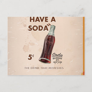 Carte Postale Ayez un Soda Publicité Vintage